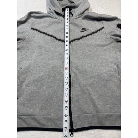 Nike Tech Fleece Full Zip Hoodie Mens LG Gray Black Trim Modern Fit Athleisure - Picture 9 of 9